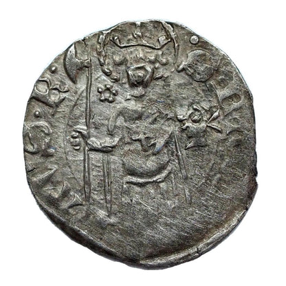 I.Lajos 1342-1382 denár rozetta -szerecsenfej UNIKUM!