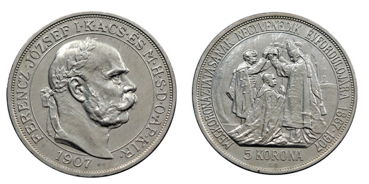 Ferenc József 5 korona 1907 Artex Up.